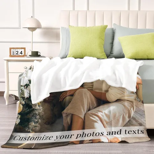 Vista 2 de envía al día siguiente, manta personalizada con texto en imagen, manta personalizada de foto, manta de franela personalizada, regalos personalizados