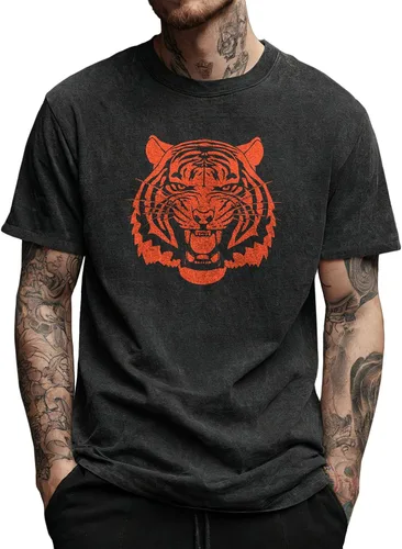 Vista 5 de domirica Camisas holgadas lavadas para hombre, sólidas, 100% algodón, camisetas cuadradas, ropa de fitness vintage, ropa de calle para gimnasio