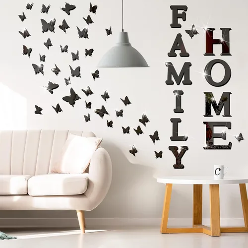 Vista 6 de Outus 30 piezas de espejo familiar para decoración de pared, calcomanías