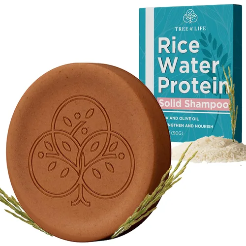 Vista 8 de Tree of Life Barra de acondicionador de agua de arroz, cuidado del cabello con proteína de arroz sin sulfato que fortalece, repara y proporciona
