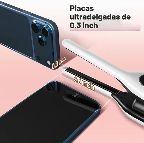Vista 2 de SUNMAY Mini plancha de pelo inalámbrica de 0.3 pulgadas para viajes de pelo Blanco