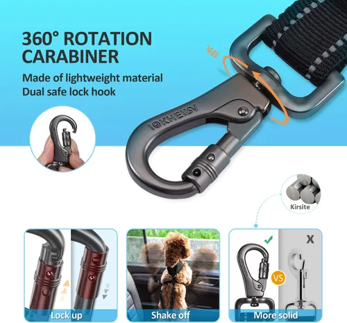 Vista 3 de Cinturón de seguridad para perro, arnés de automóvil 3 en 1 para perros, cinturón de seguridad ajustable para automóvil, tela elástica de nailon