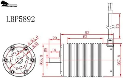 Vista 3 de Leopard 5892 motor sin escobillas Inrunner de 4 polos, 730KV para 1/5 RC coche, camión