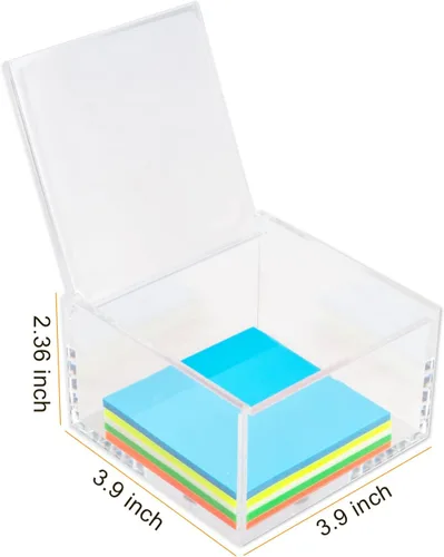 Vista 2 de Paquete de 2 organizadores de acrílico transparente con tapa para clips de papel, notas adhesivas, Qtip, bolas de algodón, soporte para lazos