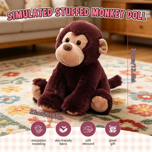 Vista 2 de HWD Muñecas de mono de 9 pulgadas, juguetes de peluche suaves y realistas