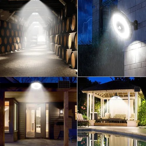 Vista 6 de Luz solar para interiores y exteriores, luces solares de movimiento con 5 modos, hasta 3000 lúmenes, luces colgantes impermeables para porche