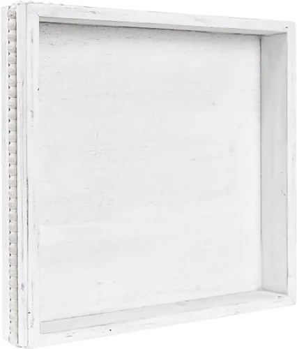 Vista 18 de MAONAME Bandeja de Madera para Servir, Bandeja de Madera Estilo Granja con Cuentas, Bandeja Octogonal para Servir Blanca Lavada, Bandeja de Mesa