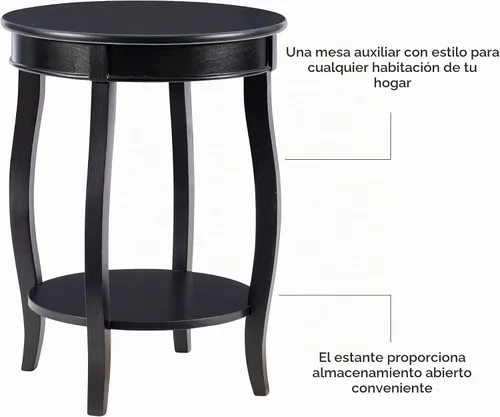 Vista 5 de Powell Mesa redonda para muebles con estante, color negro