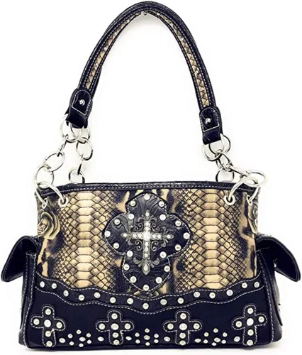 Vista 2 de Texas West Cartera de hombro con flores cruzadas para mujer en 6 colores, Negro