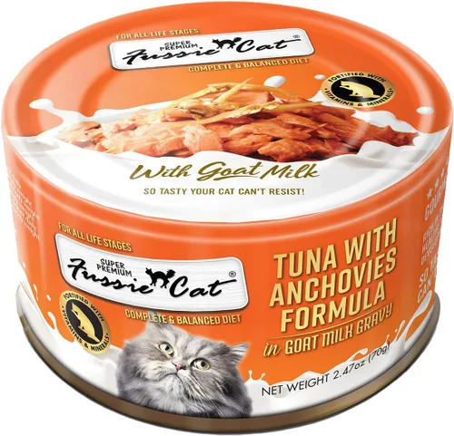 Vista 10 de Fussie Cat Premium Fórmula de atún húmeda sin grano para gato, 2.82 oz / 80 gramos, caja de 24