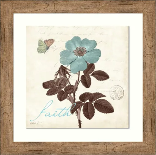 Vista 6 de Amanti Art Póster enmarcado para pared, 21 x 21 pulgadas, Touch of Blue II Faith por Katie Pertiet, póster enmarcado para decoración de pared, sala
