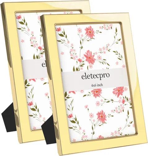 Vista 47 de eletecpro 4x6 Enamel Picture Frame with Real Glass Cover, Pink, 1-Pack Rosa con oro