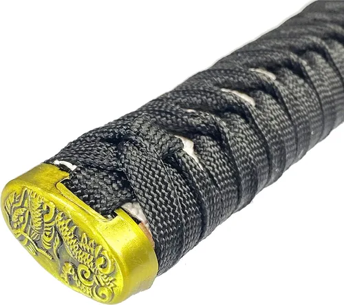 Vista 7 de Bishamon 42 1/2" Samurai Sword Carbon Blade Dragon Scabbard Comes with a Wooden Stand