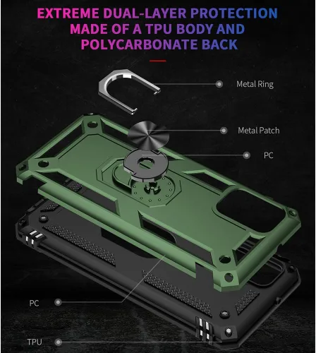 Vista 6 de Funda para teléfono Samsung Galaxy A03s, Galaxy A03s con protector de pantalla HD, [grado militar de 16 pies a prueba de caídas], anillo protector a