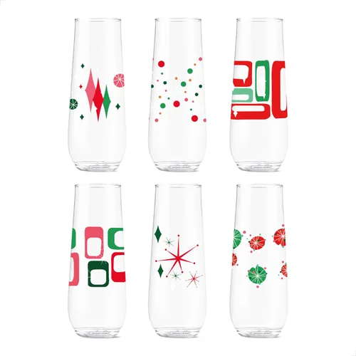 Vista 16 de TOSSWARE POP - Juego de 6 copas de champán con estampado de flauta de 9 onzas, de alta calidad, reciclables, irrompibles y de plástico transparente