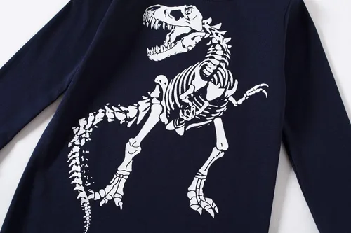 Vista 3 de Family Feeling Juegos de pijama de dinosaurio para niños pequeños, 100 % algodón