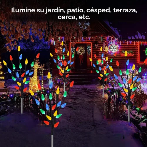 Vista 4 de Actualizado 6 paquetes de 120 luces LED C6 solares de Navidad, luces de Navidad para exteriores, 8 modos de luces impermeables para caminos