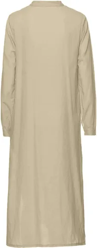 Vista 31 de Vestido de manga larga para mujer, casual, de algodón, lino, con botones, maxivestidos tipo caftán, blanco y azul