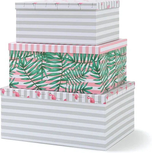 Vista 14 de Soul & Lane Cajas de almacenamiento de fotos de mariposas en vuelo (juego de 3): cajas anidables con tapas, contenedores de cartón decorativos
