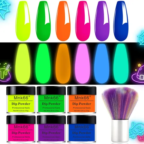 Vista 14 de Juego de polvo de inmersión de 6 colores, set de colores para uñas con vino tinto oscuro, rojo oscuro, naranja, set de polvo de inmersión para uñas