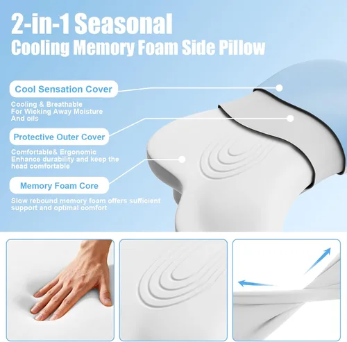 Vista 3 de Side Sleeper Pillow with Arm Hole, Ergonomic Memory Foam Cervical Pillow for Neck and Shoulder Pain Relief 2PCS Pillowcase, Ergonomic Knee, Leg, Arm