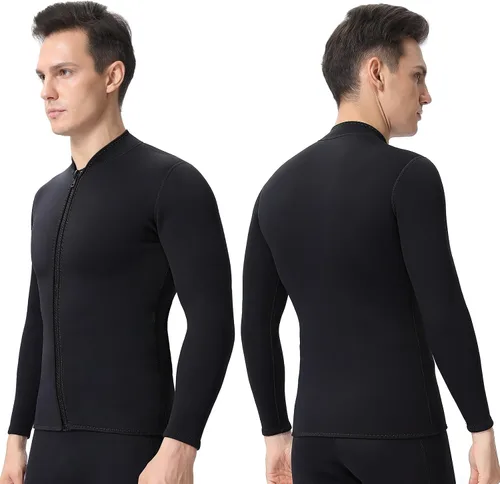 Vista 8 de Wetsuits Top Jacket Women Men 2mm Neoprene Long Sleeve Shirt Front Zipper Vest Wet Suit Keep Warm for Adult Youth Diving Surfing Swimming Water