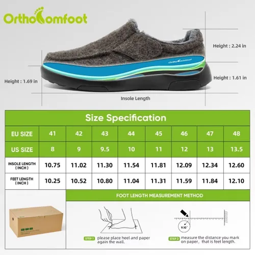 Vista 6 de OrthoComfoot Mens Slippers with Arch Support,Plantar Fasciitis Orthopedic House ShoesSlip On Moccasin Slippers for Indoor Outdoor