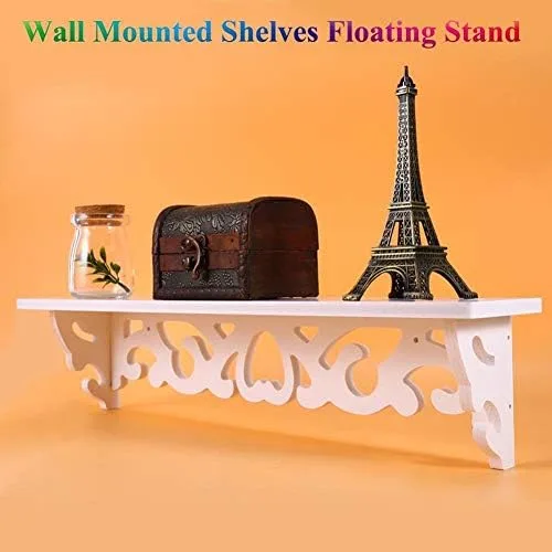 Vista 5 de Estante flotante montado en la pared WPC blanco 35811CM para sala de estar, dormitorio y más - Decoración ideal para el hogar