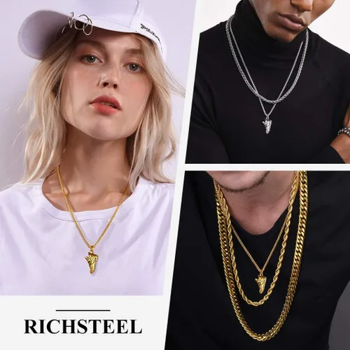 Vista 2 de Richsteel Necklaces for Men Women FootballBasketballBoxing GlovesShoes Pendant Stainless Steel Hip Hop Sports Fan Jewelry