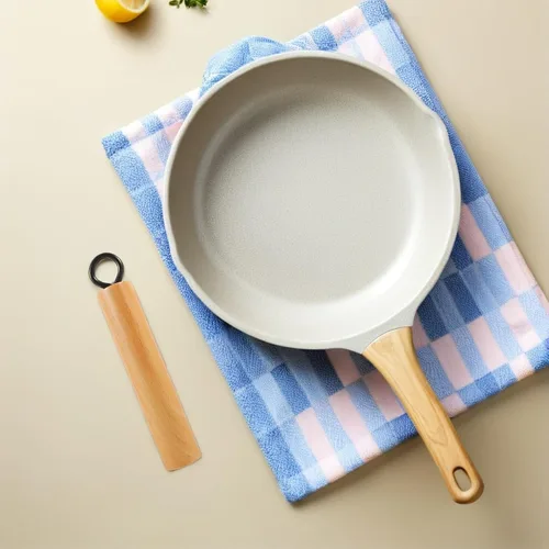 Vista 4 de Mikinona Wok Mango Wok Accesorios Mango Desmontable Utensilios de Cocina de Repuesto de Olla de Repuesto de Mango de Madera Universal Utensilios