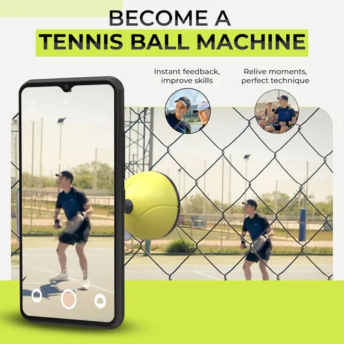 Vista 3 de Soporte de teléfono para valla de tenis y pickleball - Idea de regalo para hombres y mujeres - Accesorios de entrenamiento para niños y niñas