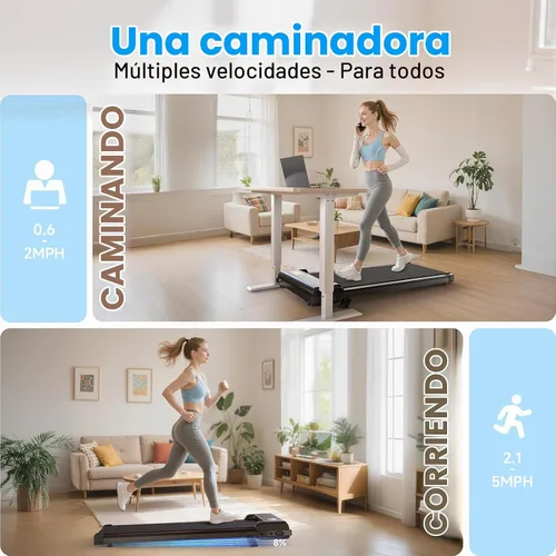 Vista 2 de Incline Walking Pad with Incline 8% & 2.5HP, Quiet Under Desk Treadmill≤35DB for Home Office, Upgraded Portable Treamill with High 350LB Capacity