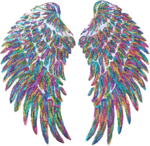 Vista 10 de LOCOMO Parche para coser con alas de ángel de lentejuelas grandes para decoración de ropa y chaqueta