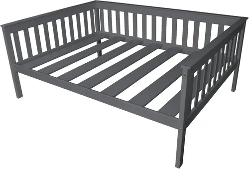Vista 16 de Sofá cama de madera negra estilo misión de tamaño individual hecho en Amish Negro (Black Paint)