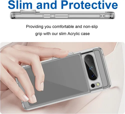 Vista 5 de Diseño para Google Pixel 8 Pro, funda ultradelgada que no se pone amarillenta, transparente a prueba de golpes con cubierta protectora rígida