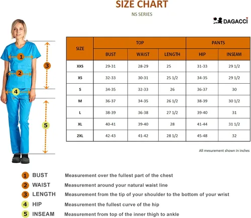 Vista 3 de Dagacci uniforme médico elastizado ultrasuave con bolsillo delantero, para mujer