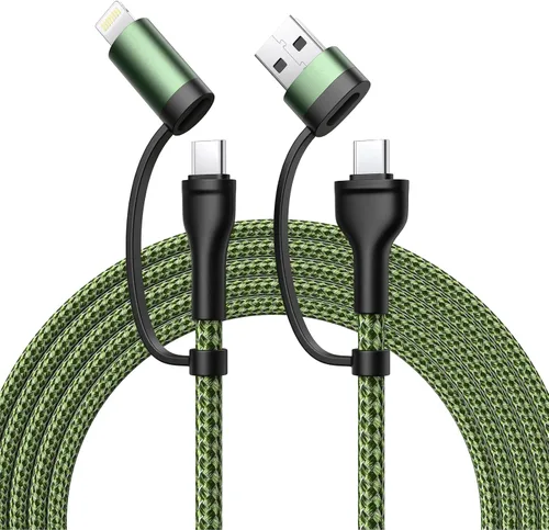 Vista 15 de Cable de carga 4 en 1, adaptador USB C Lightning USB C a USB C 60W PD [carga rápida y sincronización de datos] Cargador múltiple 4 en 1 para iPhone