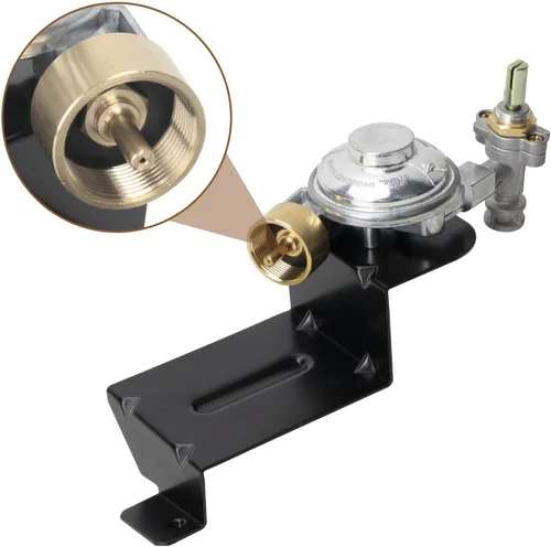 Vista 4 de Outspark 80477 Regulador de válvula de parrilla de gas para parrilla de gas Weber Q100 Q120, piezas de repuesto de regulador de parrilla para Weber