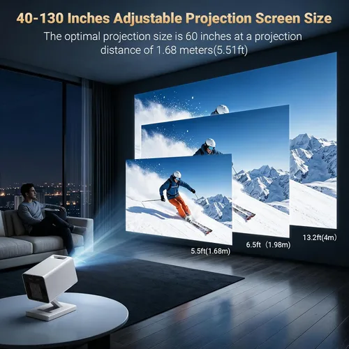 Vista 4 de 【Aplicaciones integradas】Mini proyector con WiFi y Bluetooth, proyector portátil de soporte 1080P 4K, proyector de películas para dormitorio