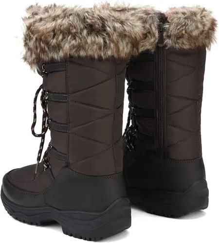 Vista 5 de DREAM PAIRS Botas de nieve de invierno para mujer, de media caña y con forro de piel sintética Marrón