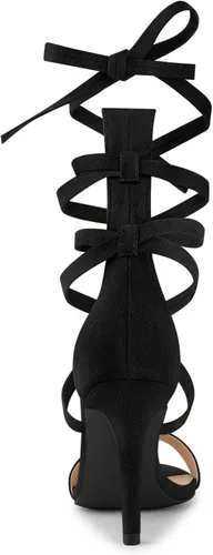 Vista 4 de Allegra K Sandalias de tacón de aguja con cordones para mujer