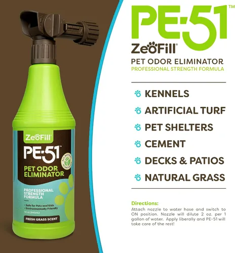 Vista 3 de ZEOFILL PE-51 Paquete Económico - Botella de 1 galón y 32 oz para manguera de jardín – Eliminador de olores de orina de mascotas, olores de mascotas