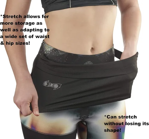 Vista 5 de BBuddyWear - Cinturón de correr elástico y ancho ajustable, cinturón de dinero de elastano con cierre de hebilla para viajes o ejercicio, se adapta