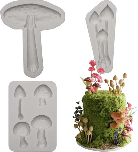 Vista 10 de Molde de hongos para chocolate, hongos ginkgo biloba, moldes de silicona para hongos Porcini Veiner Fondant, molde para hornear para decoración