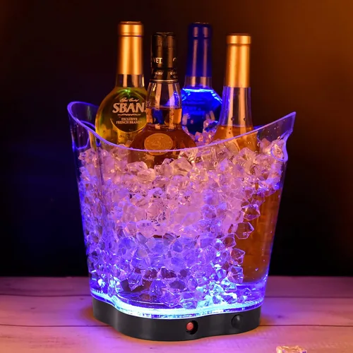 Vista 3 de Cubo de hielo LED – Cubo de hielo portátil colorido degradado de 6 litros, ideal para bar en casa, cerveza fría, champán y vino
