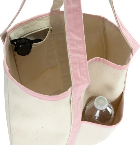 Vista 8 de DALIX Bolso de mano de lona de algodón para mujer Bolsos de hombro grandes Monograma rosa A - Z K