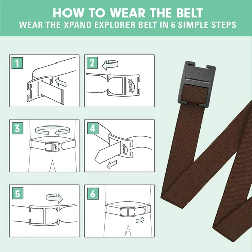 Vista 5 de Explorer Belt By Xpand - No-Show Invisible Elastic Belt w Slim Aluminum Buckle