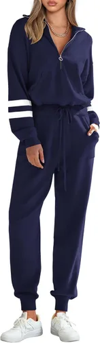 Vista 148 de PRETTYGARDEN Conjunto de suéter de 2 piezas para mujer, sudadera con cremallera, pantalones deportivos, ropa casual
