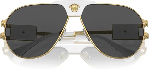 Vista 5 de Versace VE 2252 147187 - Gafas de sol piloto de metal dorado, lentes estándar gris oscuro
