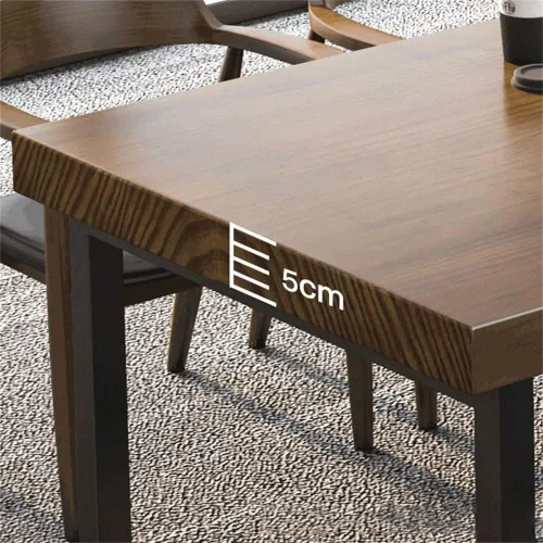 Vista 5 de LAKIQ Mesa de comedor rectangular de madera maciza, mesa de trabajo industrial para oficina en casa, escritorio de computadora, mesa rectangular